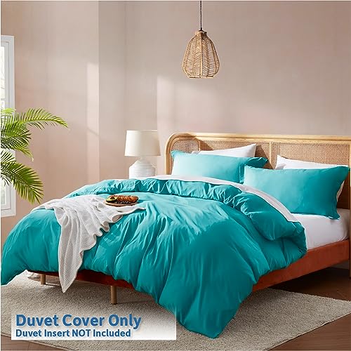 Nestl Teal California King Duvet Cover Sets - Soft Double Brushed Cal King Duvet Cover, 3 Piece, with Button Closure, 1 Duvet Cover 104x98 inches and 2 Pillow Shams