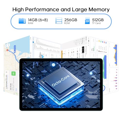 Image of Tablet, 6+8GB (Expanded) RAM 256GB ROM, 11 Inch Android 13 Tablets with Octa-Core Processor, 2K Display, 13MP+5MP Camera, 18W Fast Charging, 7500mAh, GPS, WiFi, BT 5.0, Dual SIM, 2.4G /5G WiFi