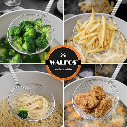 image for Walfos Spider Strainer, Set of 2-5.5 Inch Stainless Steel Fryer Scoop 