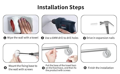 Newfun 24 Inch Polished Chrome Bath Towel Bar, 2Pcs Towel Racks For Bathroom Sus304 Thicken Stainless Steel Towel Holder #TOP6