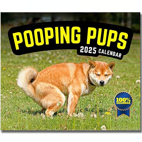 Pooping Pups Funny White Elephant Gifts for Adults - Dog Pooping Calendar 2025 - Silly Office Gifts Gag Prank for Coworker & Friends