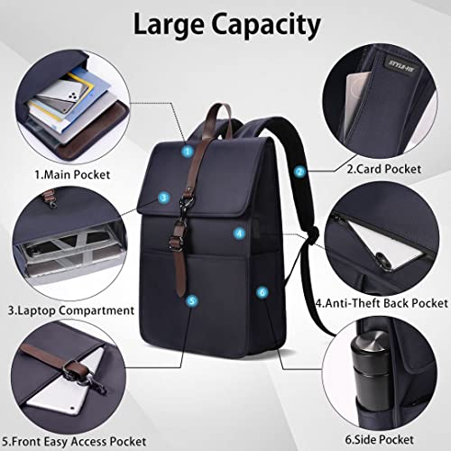 Laptop-Backpack-with-USB-Charging-Port-Backpacks-for-Women-Men-Anti-Theft-Travel-Backpack-Purse-Water-Resistant-College-School-Backpack-Casual-Bookbag-156-inch-Daypack-for-Girls-Boys-Teens-Blue
