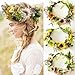 Women's Bohemian Fashion Flower Wreath Adjustable Grass Ring Crown Beach Party Floral Headpiece (Pink)