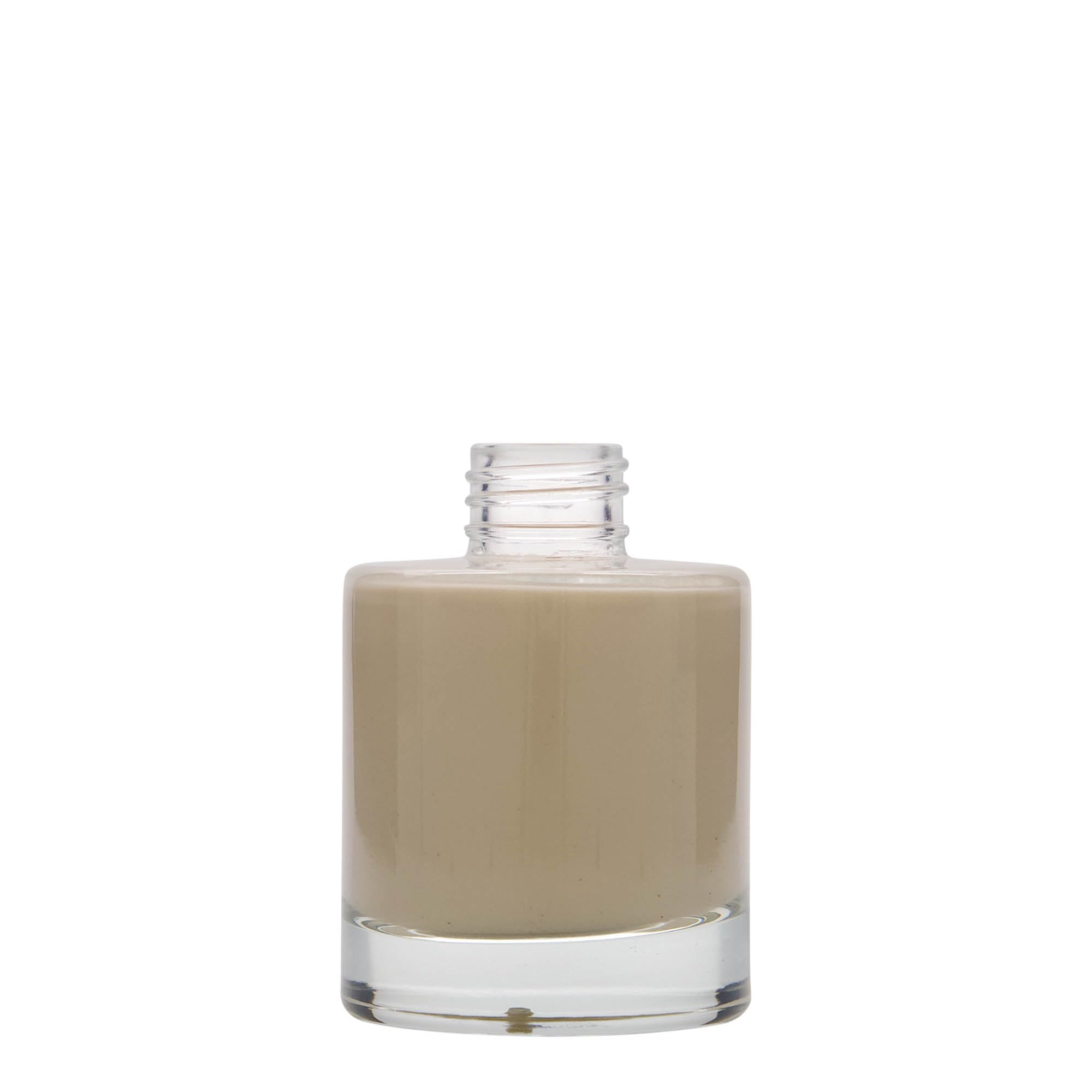 Szklana butelka Flamenco 100 ml okrągła z metalową zakrętką, srebrna, w zestawie 12 sztuk