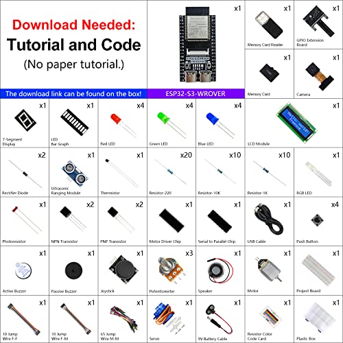 FREENOVE Super Starter Kit for ESP32-S3 ESP32 S3 CAM (Included), Dual-core 32-bit 240 MHz Microcontroller - Image 2