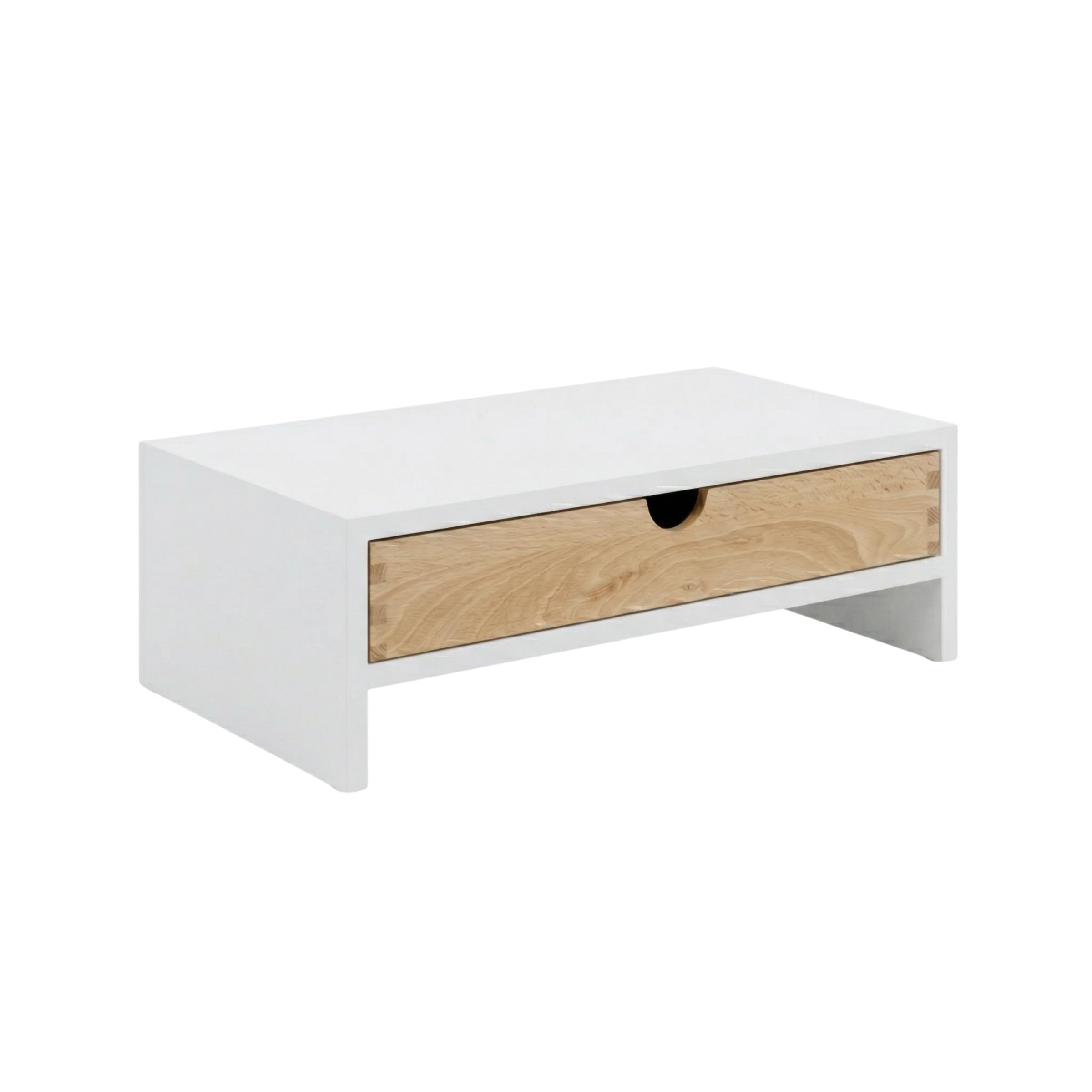 Support de Moniteur avec Tiroir, Blanc | Rehausseur écran Ergonomique en Bois, Support écran PC avec Tiroir, Universel pour Ordinateur Portable ou Écran
