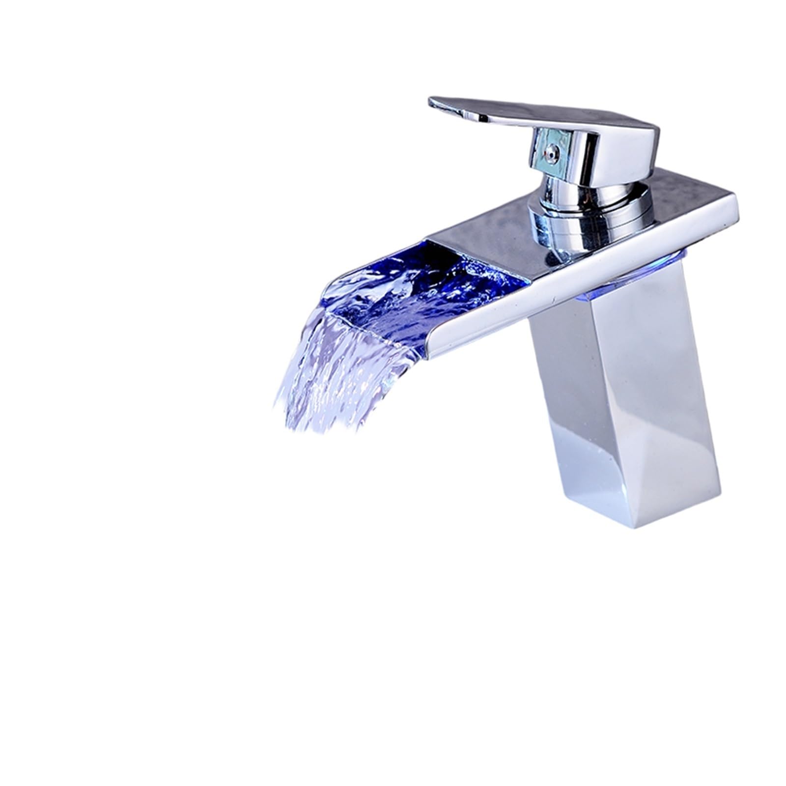 JNTFNE Faucet Modern LED Bathroom with Waterfall Spout Brass Basin Deck Mounted Mixer Tap for Sink Vanity