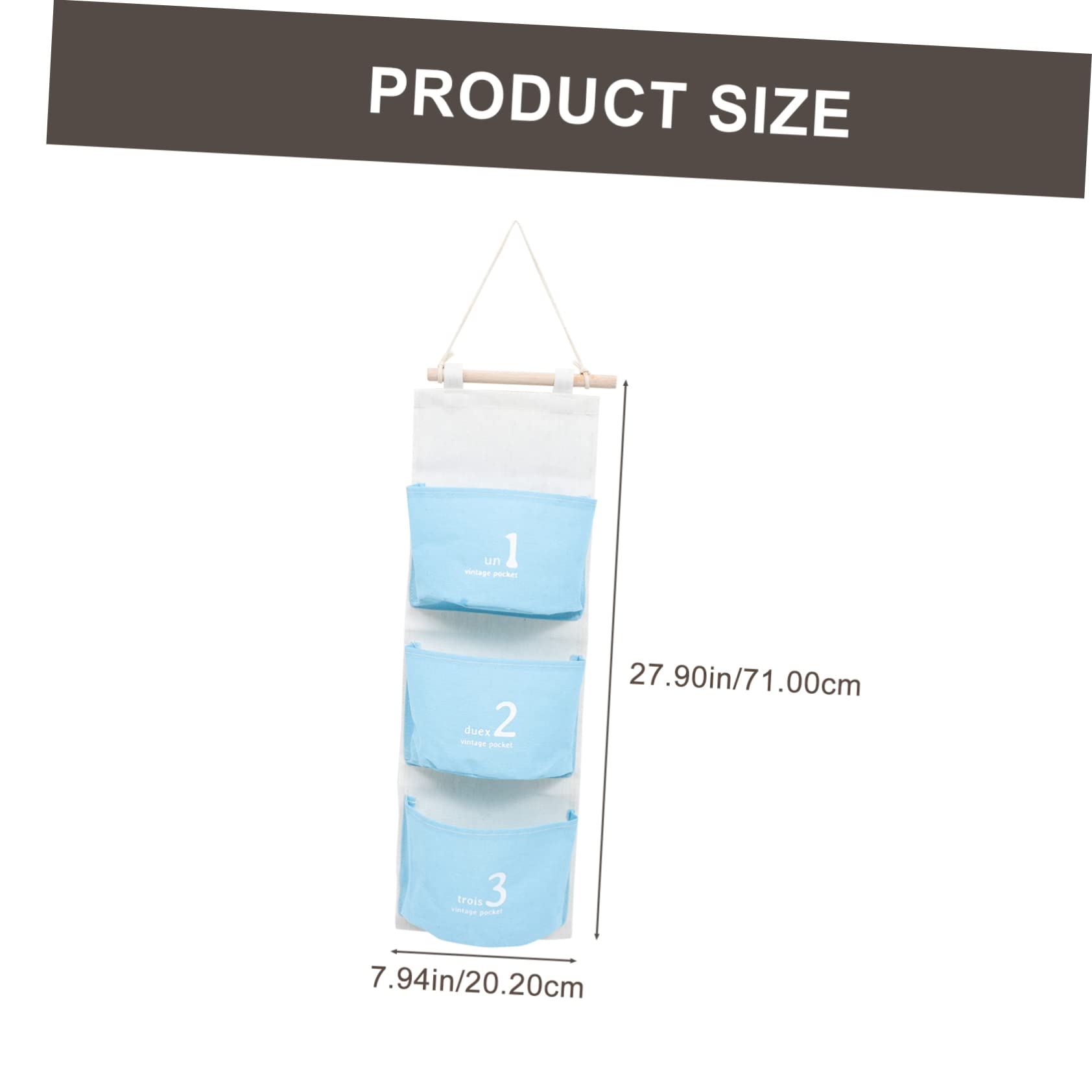 Unomor Cotton and Linen Wall Hanging Organizer Bag Multi Compartment Sundry Storage Pouch Over Door Storage for Home Organization for Bedroom Bathroom and Kitchen Sky
