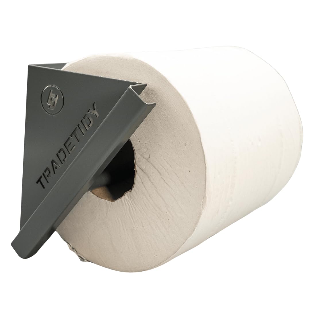Tradetidy Grey Steel Paper Towel/Roll Dispenser – Heavy-Duty Wall-Mounted Holder For Vans, Garages & Workshops – Fits Paper Towel Rolls Up To 200Mm Wide – Made In The Uk