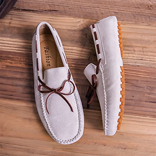 Mens Loafers Round Toe PU Leather Moccasins Boat Shoes Slip Resistant Lightweight Anti-Slip Fashion Classic Slip-ons(White,10 M US)3