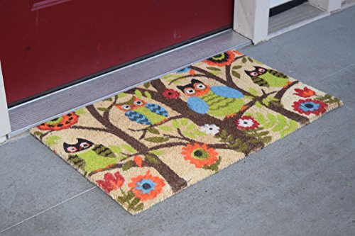 Kempf Forrest Owls Coco Door Mat with Vinyl Backing (22