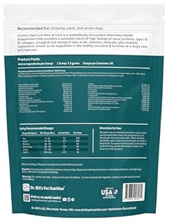 Dr. Bill’s Canine Optimum Skin & Coat (680g) – Fish Oil Omega-3 Fatty Acids Dog Supplement with Biotin, Type I & III Marine Collagen, Hyaluronic Acid & Folic Acid