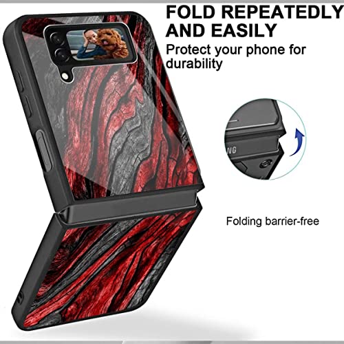 Ajzz Compatible With Samsung Galaxy Z Flip 3 5G Case,Red Wood Grain Pattern For Men Boy Girls Soft Slim Tpu Shockproof Fashion Cover Case For Samsung Galaxy Z Flip 3 #TOP3