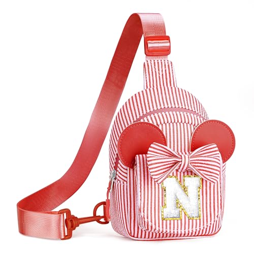 Image of Crossbody Bags for Girl Kid, Personalized Girls Kids Birthday Gifts | Monogram Small Sling Bag Crossbody Bags for Little Girl Gifts for Kids 3-7 Fanny Packs Daughter Birthday Gift (Red N)