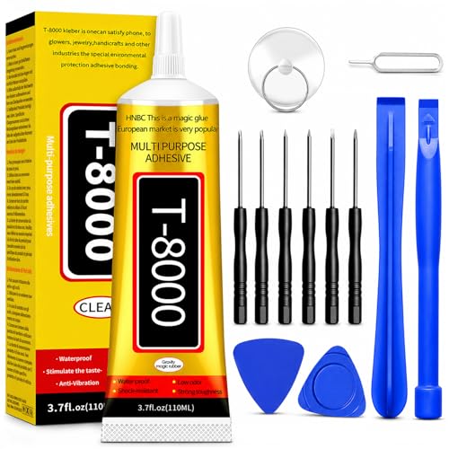 Colle Ecran Smartphone Kit - 110ml Avec Kit de Réparation, Colle Forte Téléphone pour Écran, Châssis et Coque Arrière, Super Glue pour Textile Tissu Maquette Cuir Rhinestone Chaussure Bijoux