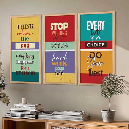 Image of kotart - Quotes Wall Decor Paintings | Quotes Wall Decor Poster With Frames | Wall Hanging Paintings For Office Living Room Bedroom | Motivational Quotes Poster With Frame Set of 3 (13x25 inch, F)