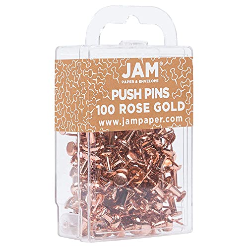 Jam Paper Colorful Push Pins - Rose Gold Pushpins - 100/Pack #TOP1