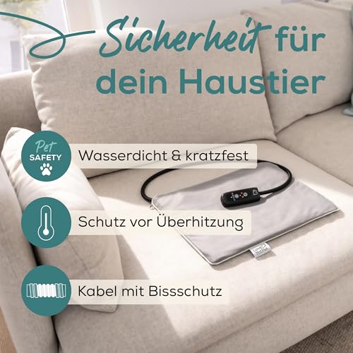 Beurer Love Your Pet Heizmatte S Lilli für Hunde und Katzen, elektrisch beheizte Wärmematte mit Timer, kleine Hundedecke, Heizkissen waschbar bei 30°C, Kratzfest und wasserdicht, 41 x 34 cm