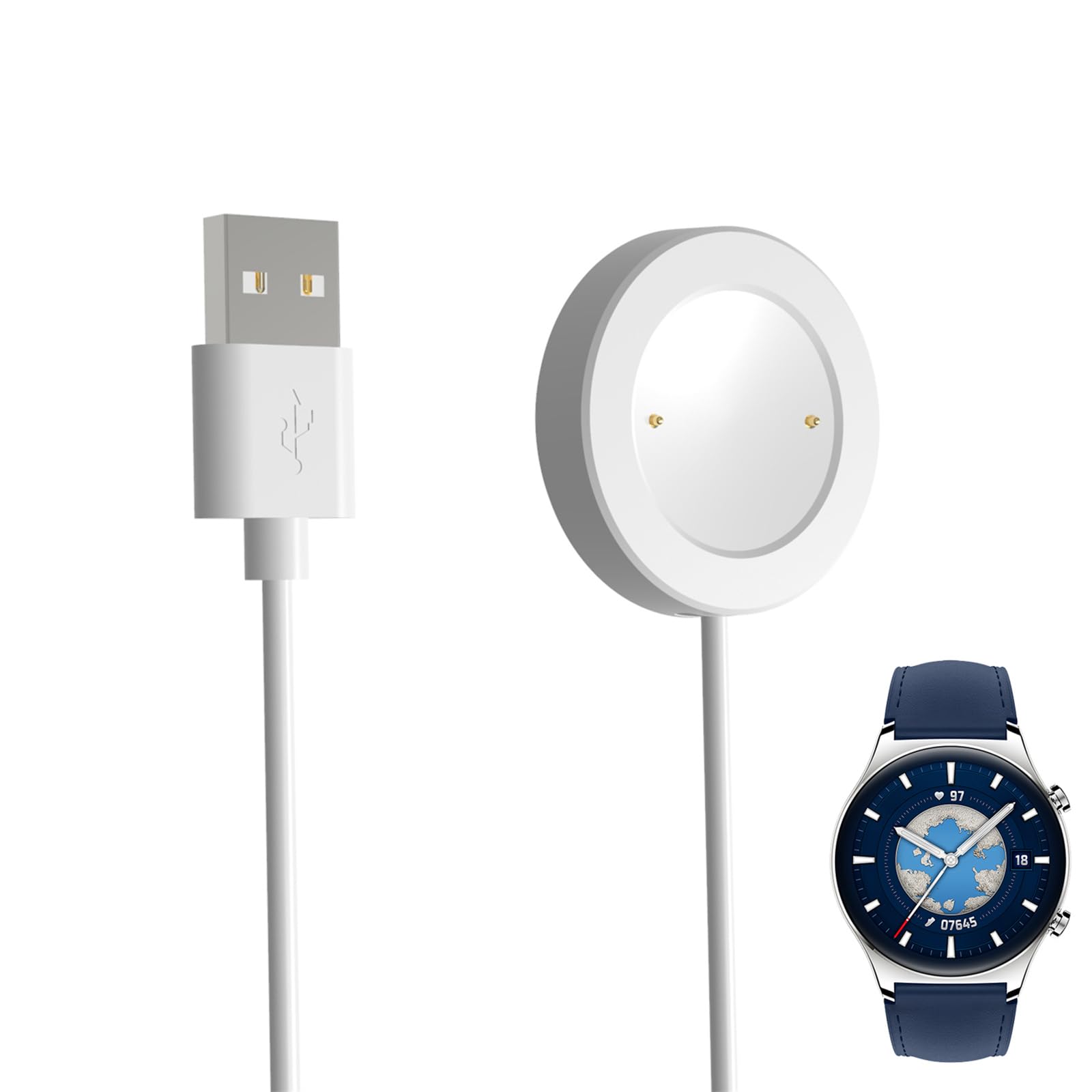 GMBYLBY Charger Power Adapter Compatible for Watch 4/GS3 USB Fast Charging Cable Dock Bracket Smartwatch Holder Station Power Charger Cord Battery Banks Solar for Electronic Devices Water Proof with