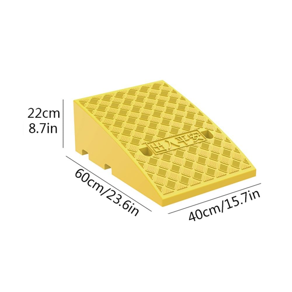 Kanduo Rampa podjazdowa Plastikowa rampa krawężnikowa, próg o wysokości 22 cm, do wózków inwalidzkich, motocykli, rowerów(Giallo)