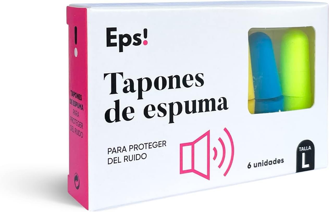 DEITERS - Eps! Tapones de Oídos Espuma Discret 6 Unidades, Talla L, Tapones Reutilizables y Moldeables, para Dormir Bien, Cancelación de Ruido, contra Ruidos Fuertes, Protección Auditiva