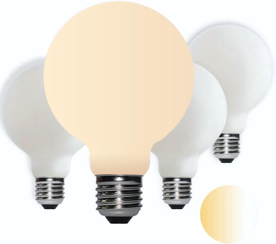 Liii&ARTMAN LED Light Bulb G25/G80 6W=60W, E26 Matt White Porcelain Dim-to-Warm 2000-2800K CRI 95 Excellent Color Accuracy 500LM (4-Pack) Liii&ARTMAN LED Light Bulb G25/G80 6W=60W, E26 Matt White Porcelain Dim-to-Warm 2000-2800K CRI 95 Excellent Color Accuracy 500LM (4-Pack)