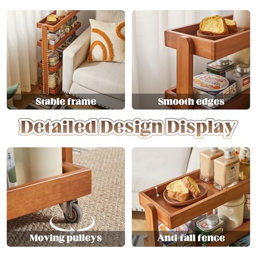 Chariot de rangement en chêne véritable pour une maison douce et ordonnée