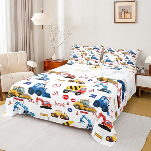 Manfei Cartoon Truck & Construction Bed Sheet Set 4pcs