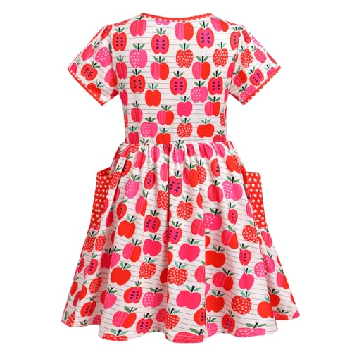FYMNSI Kids Girls Back to School Dress with Pockets Toddler Little Girl Short Sleeve Crew Neck Summer Casual Dresses2