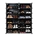 UNICOO - Multi Use DIY Plastic 12 Cube Shoe Rack,Organizer, Bookcase, Shoes Cabinet (2×6, Black with White Doors)