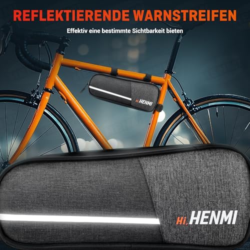 HENMI Fahrradtasche Rahmen, Rahmentasche Fahrrad Klein mit Reflektierend, Rahmentasche für Rennrad, MTB Fahrrad Werkzeugtasche