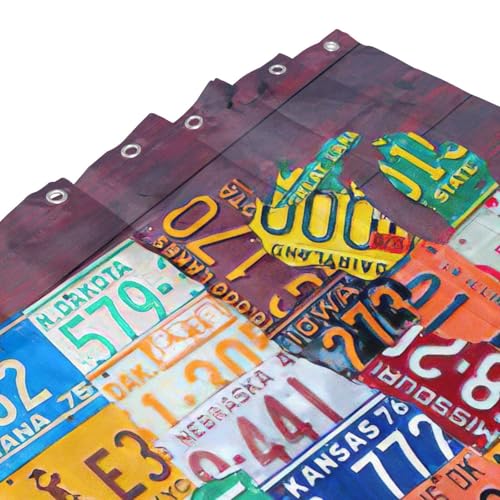 Rideau de douche motif plaques immatriculation en polyester lourd de qualité - 6