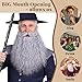FantaLook 45cm Long Fake Beard Costume for Halloween Wizard Cosplay Realistic Fake Mustache and Beard Accessories for Adults (Gray)
