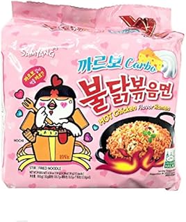 Samyang błyskawiczny makaron na ostro, smak: kurczaka, ramen, carbonara, 130 g (5 sztuk)