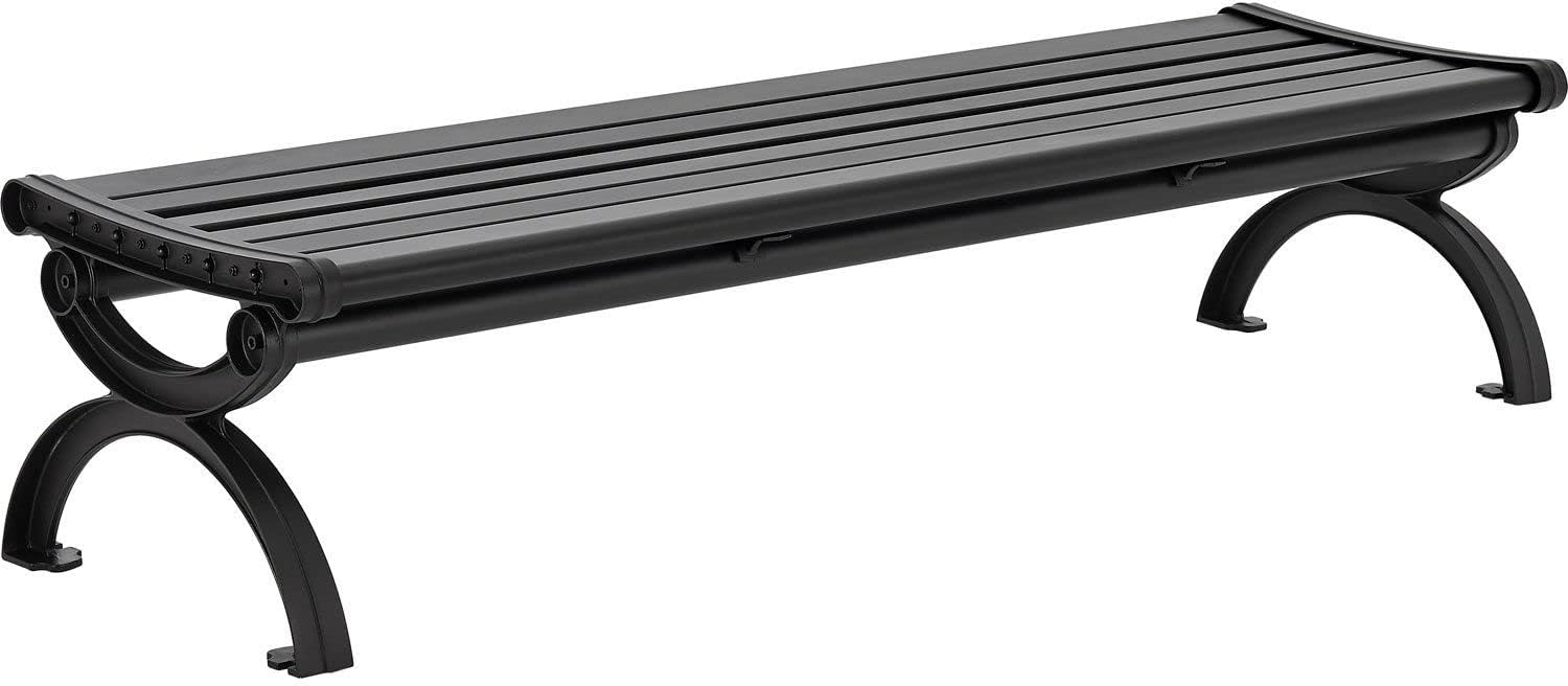Global Industrial Outdoor 6' Aluminum Park Bench, 68" L x 17" W x 16-1/2"H Seat Dimensions, 1100 Lbs Capacity, Black Powder Coat Finish, Assembly Required