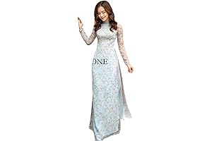 Custom Flower Blue Ao Dai Vietnam - Vietnamese Traditional Ao Dai for Women
