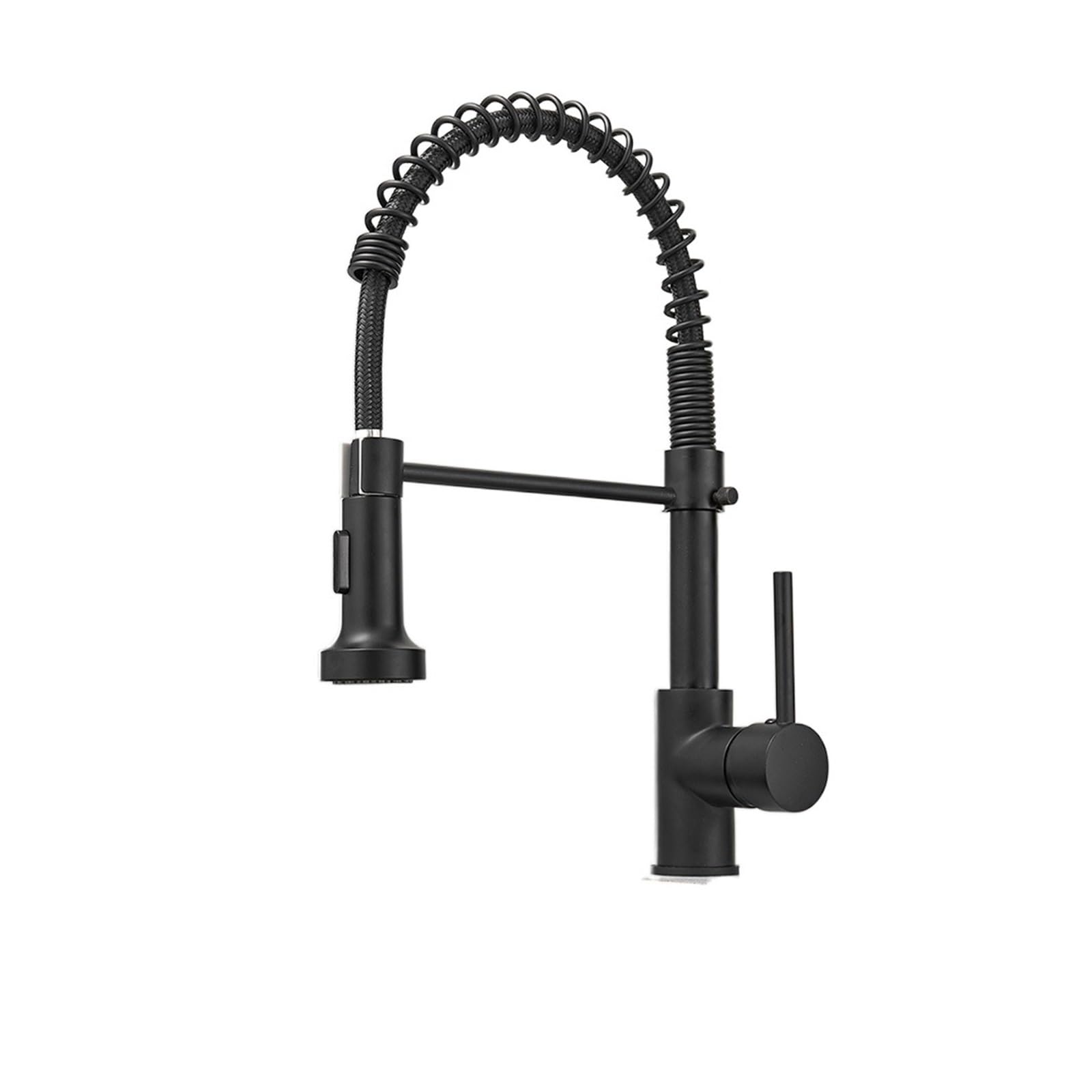 Robinet de cuisine noir LWX avec douchette extractible et bec à ressort col de cygne