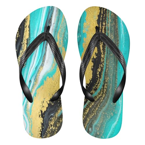 STAYTOP Green Gold Marble Texture Flip Flops Sandals of Men's & Women's,Sandals Beach Slippers Shower Slides