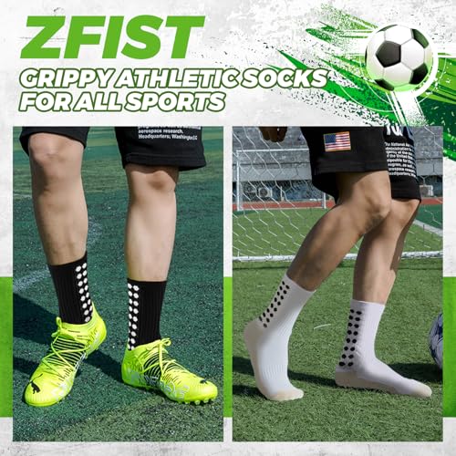 ZFiSt Grip Socks Soccer,4Pairs Grippy Sock for Men Women,Non Slip Athletic Soccer Socks for Football Basketball Yoga 6-11in4