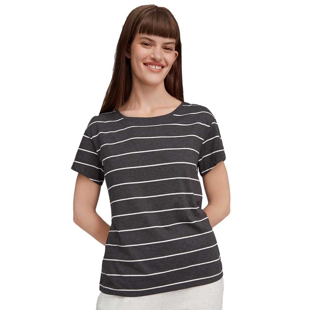 O'Neill Women's Essential Roundneck Shortsleeve T-Shirt, Casual Logo Rundhalsshirt, Black with White, XS-XL