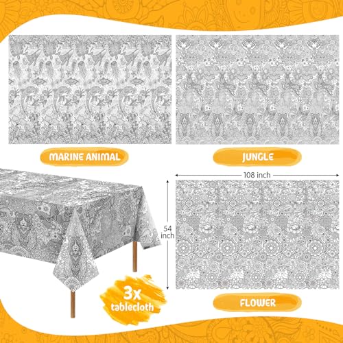 Sayglossy LED-SAYGLOSSY-0602 3 Pcs Mandala Coloring Tablecloth 54 X 108 Inch Ocean Land Animal Drawing Poster End Of The Year Gifts thumb #1