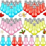 Dandat 48 Pcs Fillable Plastic Light Bulbs 3.4 oz Colorful Plastic Candy Jars Plastic Candy Containers with Lids Lightbulb Ornament for Christmas Tree Birthday Party Wedding Party Favors