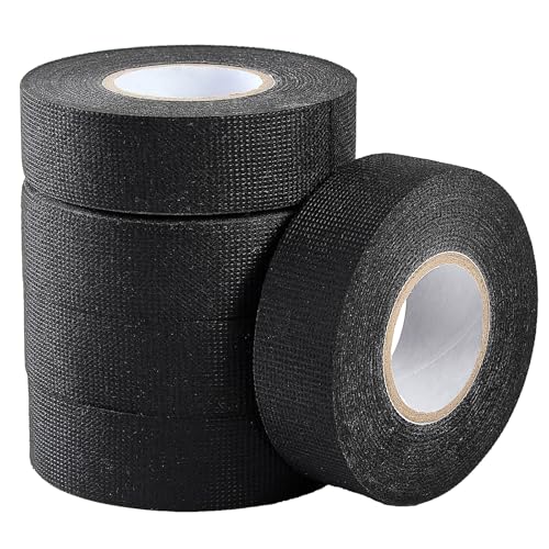 Ockuper Wire Harness Tape, 0.98＂x 49FT 5 Rolls, Wiring Loom Harness, Self-Adhesive Felt Cloth Electrical Tape for Automotive Engines, Harness Wrap Protection,Noise Dampening and Cable Protection,Black