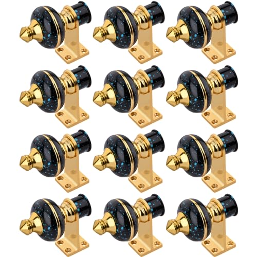 Image of Stylish Curtain Hooks /Curtain Knobs /Rod Rail Bracket for Home Black Blue Marble Finish (12P, Black Blue Marble Gold)