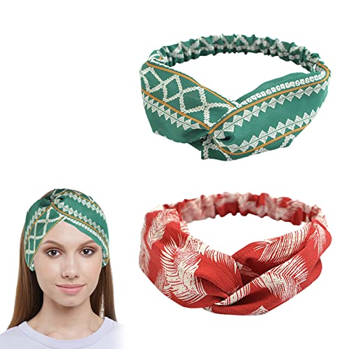 Fasce larghe con stampa floreale Boho fascia per capelli con turbante elastico con nodo Vintage per accessori per capelli con Bandana morbida per ragazze da donna  200000297