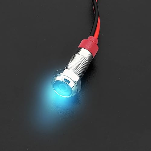 Miniatura 2 de JAIZAIWJ Luz indicadora LED de 0.236 in 14 "12 V24 V DC impermeable azul plana metal indicador señal con cable de 5.906 in luz indicadora LED
