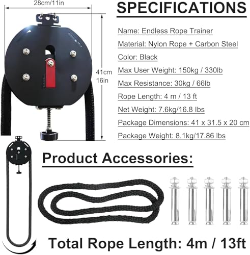 Sistema de polea de cable Endless con cuerda de entrenamiento y resistencia ajustable 6