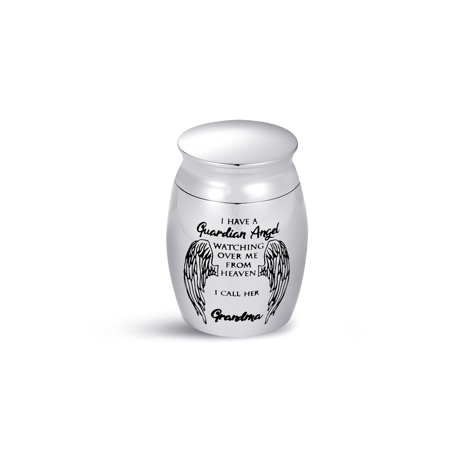 Minijewelry Mini Cremation Urn For Grandma Ashes Sepulchral Cinerary Funeral Keepsake Memorial Jar Grandmother Guardian Angel Watching Over Me From Heaven Family