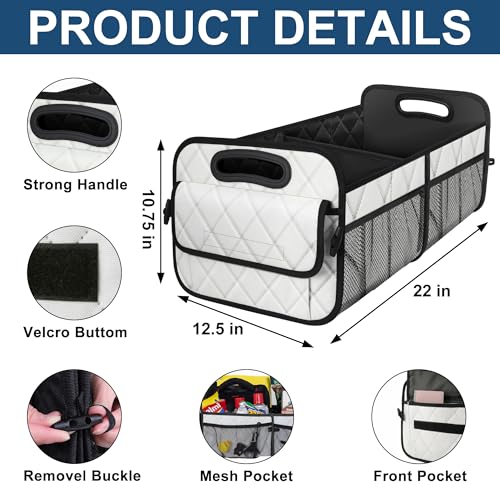 Image of Deosk Trunk Organziers and Storage with Reinforced Handles,Car Accessories for Women /Men 50L Waterproof Polyester Trunk Organzier for Car /SUV /Minivan /Truck(Medium, Beige)