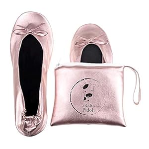 Ballet Flats Shoes -Women’s Foldable Portable Travel Roll Up Shoes with Pouch